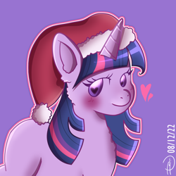 Size: 2500x2500 | Tagged: safe, artist:loohisgod27, derpibooru import, twilight sparkle, twilight sparkle (alicorn), alicorn, pony, christmas, female, hat, holiday, santa hat, simple background, solo