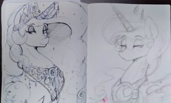 Size: 2048x1233 | Tagged: safe, artist:thelunarmoon, derpibooru import, princess celestia, princess luna, pony, sketch, traditional art