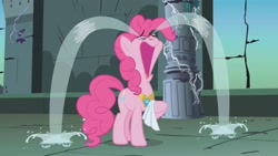 Size: 2560x1440 | Tagged: safe, derpibooru import, screencap, pinkie pie, earth pony, pony, friendship is magic, castle of the royal pony sisters, crying, cute, element of laughter, eyes closed, female, ocular gushers, open mouth, pinkie cry, solo, tears of joy, tissue