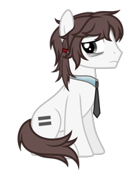 Size: 3640x4490 | Tagged: safe, artist:equestria secret guard, derpibooru import, oc, oc only, oc:正负等式, earth pony, pony, bags under eyes, clothes, earth pony oc, equal cutie mark, looking back, necktie, simple background, sitting, solo, thinking, transparent background, vector