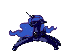 Size: 2100x1500 | Tagged: safe, artist:thecl0rox, derpibooru import, princess luna, alicorn, pony, female, simple background, solo, transparent background, wat