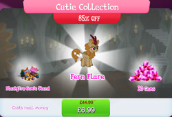 Size: 1261x856 | Tagged: safe, derpibooru import, fern flare, kirin, bundle, bush, cloven hooves, comic book, costs real money, english, female, flashfire, gameloft, gem, horn, mobile game, my little pony: magic princess, numbers, official, pencil, sale, solo, solo focus, text