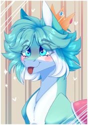 Size: 2760x3920 | Tagged: safe, artist:honeybbear, derpibooru import, oc, pony, bust, crown, female, jewelry, mare, portrait, regalia, solo, tongue, tongue out