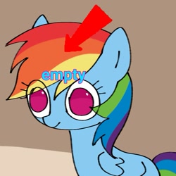 Size: 683x683 | Tagged: safe, artist:omelettepony, rainbow dash, pegasus, head empty, meme