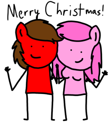 Size: 1275x1414 | Tagged: safe, artist:professorventurer, derpibooru import, oc, oc:cassie venturer, oc:professor venturer, anthro, breasts, christmas, duo, holiday, merry christmas, stick figure