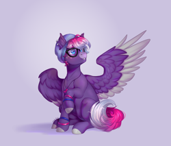 Size: 2000x1700 | Tagged: safe, artist:shady-bush, derpibooru import, oc, pegasus, pony, colored wings, glasses, male, solo, stallion, two toned wings, wings