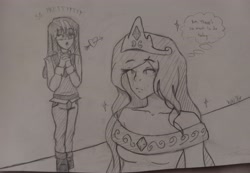 Size: 4608x3183 | Tagged: safe, artist:woopwoop36red, derpibooru import, princess celestia, twilight sparkle, human, female, humanized, lesbian, shipping, sketch, text, twilestia