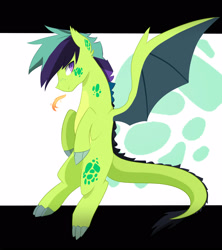 Size: 2220x2500 | Tagged: safe, artist:kraytt-05, derpibooru import, oc, oc only, dracony, hybrid, fire, fire breath, interspecies offspring, male, offspring, parent:rarity, parent:spike, parents:sparity, solo, spread wings, wings
