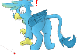 Size: 429x313 | Tagged: safe, artist:pzkratzer, derpibooru import, gallus, griffon, behaving like a cat, butt, cute, featureless crotch, flockmod, gallabetes, gallass, griffons doing cat things, laser, laser pointer, looking back, plot, simple background, solo, transparent background