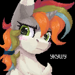 Size: 1024x1024 | Tagged: safe, artist:dorkmark, derpibooru import, oc, oc:marshroomflaff, pony, unicorn, bust, pixel art, portrait, solo