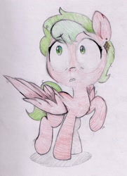 Size: 1701x2354 | Tagged: safe, artist:foxtrot3, derpibooru import, oc, oc only, oc:dainty, pegasus, female, jewelry, mother, nervous, scared