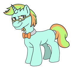 Size: 900x851 | Tagged: safe, artist:vanillabeam, derpibooru import, oc, oc:mint sorbet, unicorn, bowtie, eyelashes, glasses, male, stallion