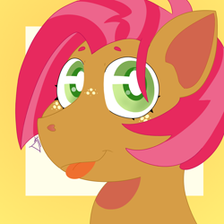 Size: 1500x1500 | Tagged: safe, artist:dsstoner, babs seed, earth pony, pony, bust, female, filly, foal, mare, portrait, smiling, solo, tongue, tongue out