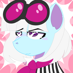 Size: 1500x1500 | Tagged: safe, artist:dsstoner, photo finish, earth pony, pony, blushing, bust, clothes, female, flustered, mare, portrait, solo, sunglasses