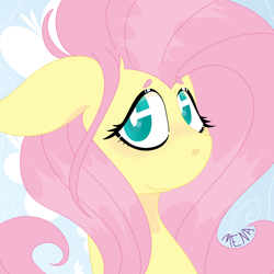 Size: 1500x1500 | Tagged: safe, artist:dsstoner, fluttershy, pegasus, pony, blushing, bust, cute, ears back, female, looking at you, mare, portrait, shyabetes, smiling, smiling at you, solo