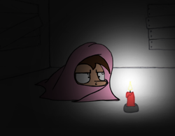 Size: 712x554 | Tagged: safe, artist:dsb71013, derpibooru import, oc, oc only, oc:night cap, pony, blanket burrito, candle, grumpy, solo, vent art