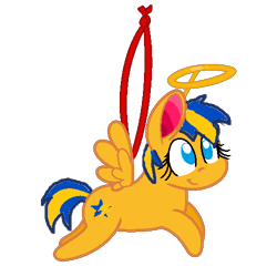 Size: 500x500 | Tagged: safe, artist:mlpfan3991, derpibooru import, oc, oc only, oc:flare spark, pegasus, pony, christmas, cute, halo, holiday, ornament, simple background, smiling, solo, transparent background