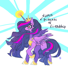 Size: 850x900 | Tagged: safe, artist:batthsalts, derpibooru import, twilight sparkle, twilight sparkle (alicorn), alicorn, pony, female, magic, solo, text