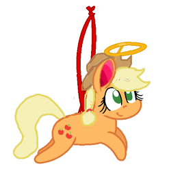 Size: 500x500 | Tagged: safe, artist:mlpfan3991, derpibooru import, applejack, earth pony, christmas, cowboy hat, female, halo, hat, holiday, ornament, simple background, smiling, solo, transparent background