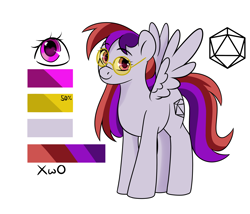 Size: 3500x3000 | Tagged: safe, artist:xwosya, derpibooru import, oc, oc:xwosya, pegasus, female, glasses, pink eyes, ponysona, reference sheet, round glasses, simple background, smiling, spread wings, standing, white background, wings