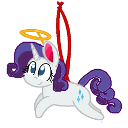 Size: 500x500 | Tagged: safe, artist:mlpfan3991, derpibooru import, rarity, pony, unicorn, christmas, female, halo, holiday, ornament, simple background, smiling, solo, transparent background