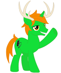 Size: 403x485 | Tagged: safe, artist:discordant creations, derpibooru import, oc, oc only, oc:kiwi, pony, unicorn, antlers, male, reindeer antlers, secret santa, simple background, solo, stallion, transparent background