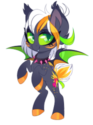 Size: 1487x2000 | Tagged: safe, artist:zombie, derpibooru import, editor:ciaran, oc, oc only, oc:dree deray, bat pony, pony, 2023 community collab, bat pony oc, choker, commission, derpibooru community collaboration, female, looking at you, reference sheet, simple background, smiling, solo, transparent background