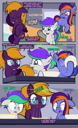 Size: 1920x3168 | Tagged: safe, artist:alexdti, derpibooru import, oc, oc only, oc:purple creativity, pegasus, pony, unicorn, comic:quest for friendship, bed, bed mane, bowl, colt, female, filly, foal, glasses, horn, letter, male, mother and child, parent and child, pegasus oc, ponytail, shrunken pupils, siblings, twins, unicorn oc