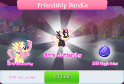Size: 1270x860 | Tagged: safe, derpibooru import, fluttershy, kirin, nirik, bundle, cloven hooves, costs real money, duality, english, fangs, female, fire, gameloft, horn, kirin fluttershy, kirin-ified, magic coins, mane of fire, mobile game, my little pony: magic princess, numbers, official, sale, solo, solo focus, species swap, text, winged kirin