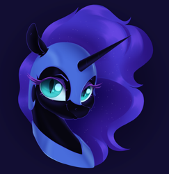 Size: 2880x2960 | Tagged: safe, artist:aquaticvibes, derpibooru import, nightmare moon, alicorn, pony, bust, female, looking at you, mare, smiling, smiling at you, smirk, smug, solo