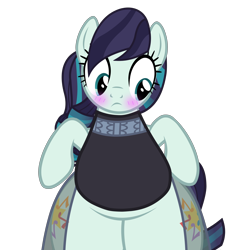 Size: 4600x4823 | Tagged: safe, artist:mlpmvguy, derpibooru exclusive, derpibooru import, coloratura, earth pony, pony, absurd resolution, belly, bipedal, blushing, bottom heavy, butt, chubby, clothes, coloratur-ass, cute, female, implied weight gain, large butt, mare, plot, plump, simple background, solo, the ass was fat, transparent background, vector, wide hips