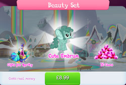 Size: 1263x854 | Tagged: safe, derpibooru import, rabia, umbrum, bundle, bush, costs real money, english, female, gameloft, gem, guitar, mobile game, musical instrument, my little pony: magic princess, numbers, official, sale, solo, solo focus, spread wings, text, umbrella, wings
