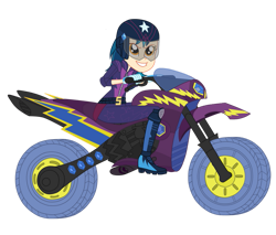 Size: 969x825 | Tagged: safe, artist:gmaplay, derpibooru import, indigo zap, equestria girls, friendship games, friendship games motocross outfit, friendship games outfit, motocross outfit, motorcycle, motorcycle outfit, solo, tri-cross relay outfit