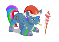 Size: 4960x3508 | Tagged: safe, artist:avacz, derpibooru import, oc, bat pony, pony, bat pony oc, christmas, fire, fireworks, fuse, hat, hearth's warming, holiday, male, match, mouth hold, santa hat, simple background, solo, transparent background