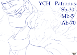 Size: 3500x2500 | Tagged: safe, artist:stormcloud, derpibooru import, oc, pony, advertisement, any gender, any race, any species, bust, clothes, commission, ear fluff, ears, forest background, harry potter (series), looking away, magic, magic aura, patronus, scarf, smiling, snow, tree, your character here