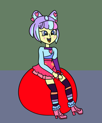 Size: 1651x2000 | Tagged: safe, artist:platinumdrop, derpibooru import, supernova zap, equestria girls, bouncing, happy, request, solo, space hopper