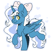 Size: 200x200 | Tagged: safe, artist:crystal-clarityy, derpibooru import, oc, oc only, oc:fleurbelle, alicorn, alicorn oc, bow, cute, female, golden eyes, hair bow, horn, nudity, simple background, smiling, solo, transparent background, vulva, wings