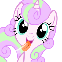 Size: 4000x4000 | Tagged: safe, artist:soundwavedragon, derpibooru import, edit, oc, oc:fizzy sprinkles, unicorn, g4, curly hair, curly mane, drool, eyelashes, front view, horn, licking, looking at you, mlem, multicolored hair, multicolored tail, not a vector, open mouth, png, show accurate, silly, simple background, solo, tail, tongue, tongue out, transparent background