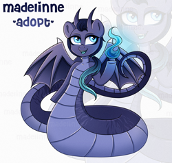 Size: 2492x2377 | Tagged: safe, artist:madelinne, derpibooru import, oc, oc only, bat pony, lamia, original species, snake, adoptable, adoptable open, adoption, magic, male, solo, stallion, zoom layer