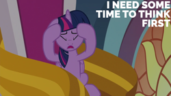 Size: 1920x1080 | Tagged: safe, derpibooru import, edit, edited screencap, editor:quoterific, screencap, twilight sparkle, twilight sparkle (alicorn), alicorn, the ending of the end, ears, floppy ears, solo, throne