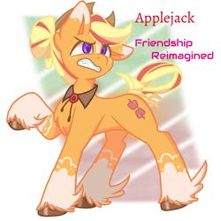 Size: 1080x1080 | Tagged: safe, alternate version, artist:flower-black, derpibooru exclusive, derpibooru import, applejack, earth pony, pony, comic:friendship reimagined, applejack's hat, clothes, cowboy hat, hat, unshorn fetlocks