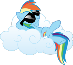 Size: 1752x1552 | Tagged: safe, artist:jaye, derpibooru import, rainbow dash, pegasus, pony, .svg available, chillaxing, cloud, on a cloud, simple background, solo, stock vector, sunglasses, transparent background, vector