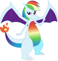 Size: 2335x2440 | Tagged: safe, artist:dupontsimon, derpibooru import, rainbow dash, charizard, pokefied, pokémon, simple background, solo, transparent background