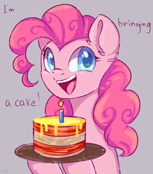 Size: 2100x2400 | Tagged: safe, artist:ske, derpibooru import, pinkie pie, earth pony, pony, cake, candle, food, solo