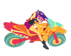 Size: 4500x3559 | Tagged: safe, artist:gmaplay, derpibooru import, sunset shimmer, equestria girls, friendship games, akira, friendship games motocross outfit, friendship games outfit, motocross outfit, motorcycle, motorcycle outfit, pose, reference, simple background, solo, transparent background, tri-cross relay outfit