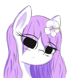 Size: 2000x2000 | Tagged: safe, artist:sunattic, derpibooru import, oc, oc only, pony, flower, flower in hair, sewerslvt, simple background, solo, white background