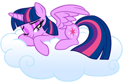 Size: 9000x6124 | Tagged: safe, artist:laszlvfx, derpibooru import, twilight sparkle, twilight sparkle (alicorn), alicorn, pony, absurd resolution, cloud, horn, on a cloud, one eye closed, simple background, solo, transparent background, wings
