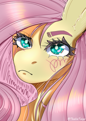 Size: 4341x6132 | Tagged: safe, artist:thaliati, derpibooru import, fluttershy, anthro, pegasus, close-up, solo