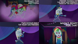 Size: 4400x2475 | Tagged: safe, derpibooru import, edit, edited screencap, editor:quoterific, screencap, rainbow dash, trixie, better together, equestria girls, spring breakdown