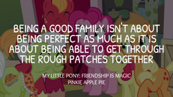 Size: 1920x1080 | Tagged: safe, derpibooru import, edit, edited screencap, editor:quoterific, screencap, apple bloom, applejack, big macintosh, granny smith, pinkie pie, pinkie apple pie